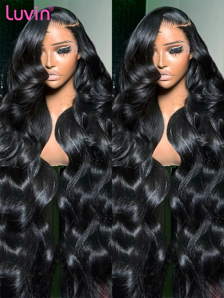 Luvin 250% Body Wave 13x6 Lace Frontal Wigs 30 40Inch Brazilian Remy 5x5 Closure Glueless Wig Human Hair Ready To Wear For Women