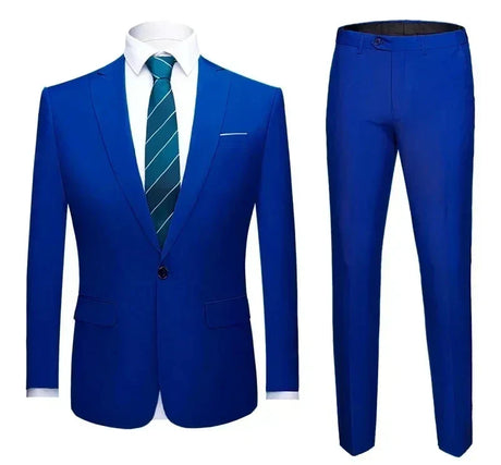 Jacket + Pants 2 Pieces Set / 2023 Fashion New Men's Casual Boutique Business Dress Wedding Groom Suit Coat Blazers Trousers