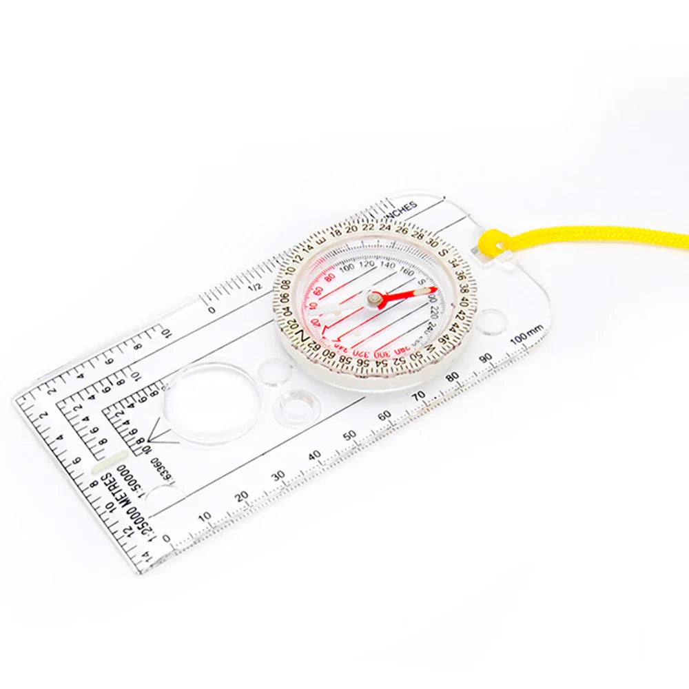 Drawing Scale Compass Navigation Map Reading Ruler Outdoor Camping Hiking Pointing Guide Portable Handheld Compass wholesale