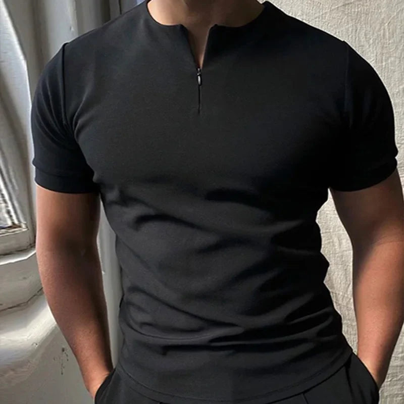 Summer new men's casual short-sleeved Polo shirt office sports stand collar T-shirt men's breathable Polo shirt men's clothing