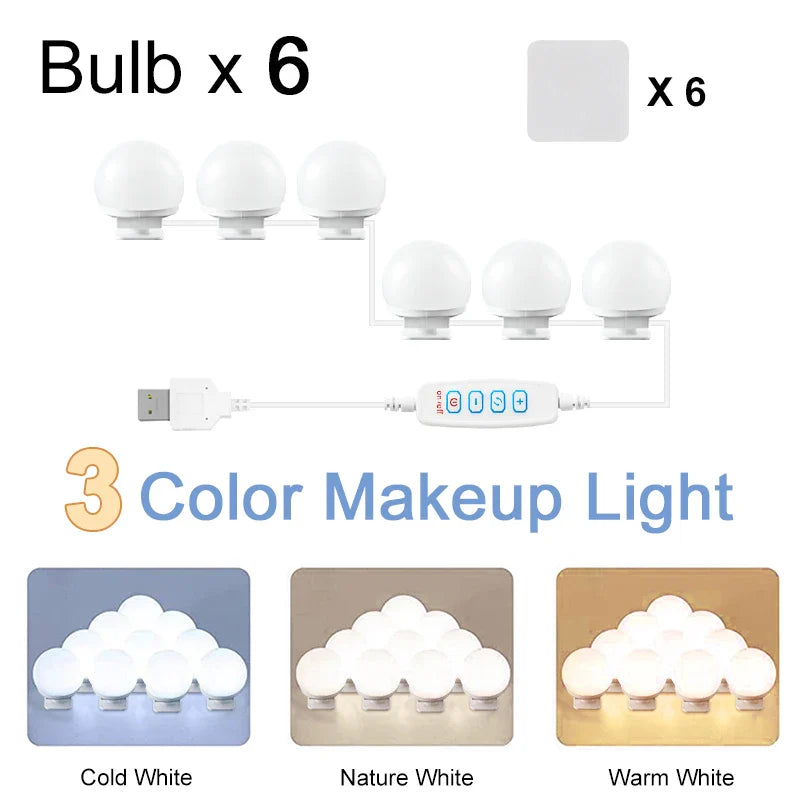 LED Detachable Bulbs Professional Makeup Mirror Lamp USB Power Cosmetic Mirror Light Hollywood Dressing Table Vanity Lights