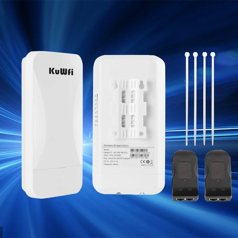 KuWfi 300Mbps Wifi Router Outdoor Wireless Bridge 2.4G Wireless Repeater Wifi Extender Point to Point 1KM With WAN LAN Port