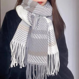 2023 Plaid Wrap Scarve New Vintage Versatile Foulard Bufanda Shawl Pashmina Mujer Preppy Style Women Scarf