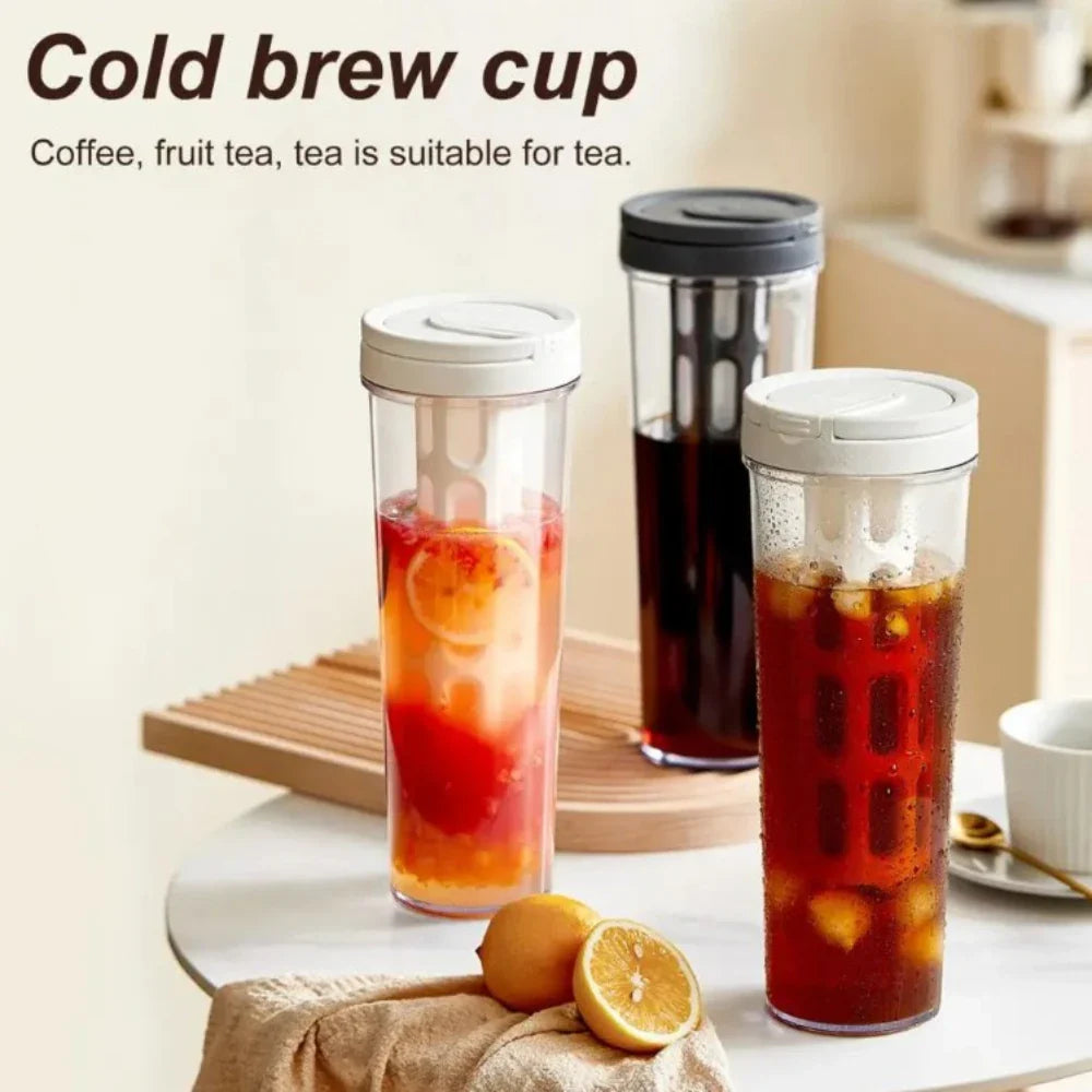 1L Manual Cold Brew Maker Refrigerator Cold Water Kettle with Filter Portable Coffee Pot Fruit Tea Moka Pot Coffeeware Teaware