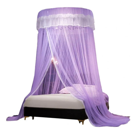 Breathable Hanging Mosquito Net Top Hook Lace Bed Canopy Encrypted Mesh Round Dome Court Style Crib Canopy Bedroom Decoration