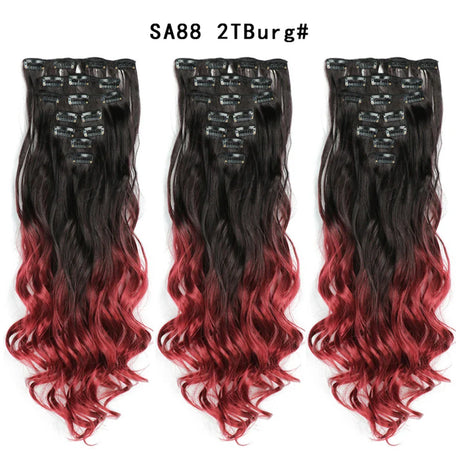 Set Hair Clip In Hair Extensions With Clips Hairpieces Synthetic Extension False/Fake Hair Blonde Eunice Hair Long Hair Pieces