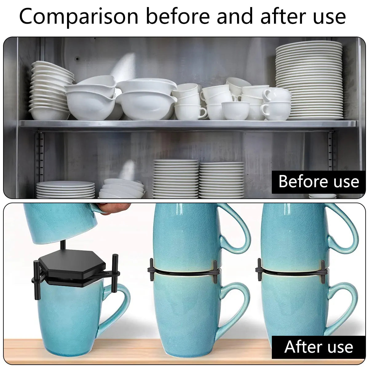 6Pcs Coffee Mug Organizer Storage Stacker Kitchen Cabinet Stackable Shelf Cups Storage Gadget Space Saver Shelf For Cups Supplie