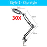 5x 30x Flexible Clamp-on Table Lamp with LED Light Third Hand Soldering Tool Desk Clamp USB Magnifier Welding/Reading Table Lamp