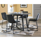 Signature Design by Ashley Centiar Mid Century Round Dining Room Table with Metal Legs, Gray & Black