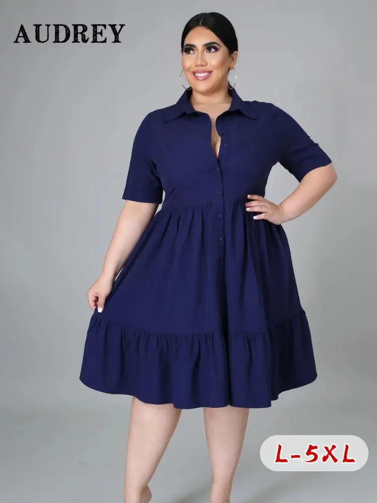 Fashion Plus Size Casual Blouse Dress Elegant   Ruched Party Ladies Dresses for Women 2023 Vestidos Office Clothing Summer 5xl