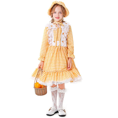 Kids Maid Dress Cosplay Kid Girl Fancy Pastoral Dress Grandmother Costume Colonial Stage Performance Halloween Carnival Costumes