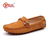 YRZL Loafers Men Big Size 48 Soft Driving Moccasins High Quality Flats Genuine Leather Shoes Men Slip-on Suede Loafers for Men