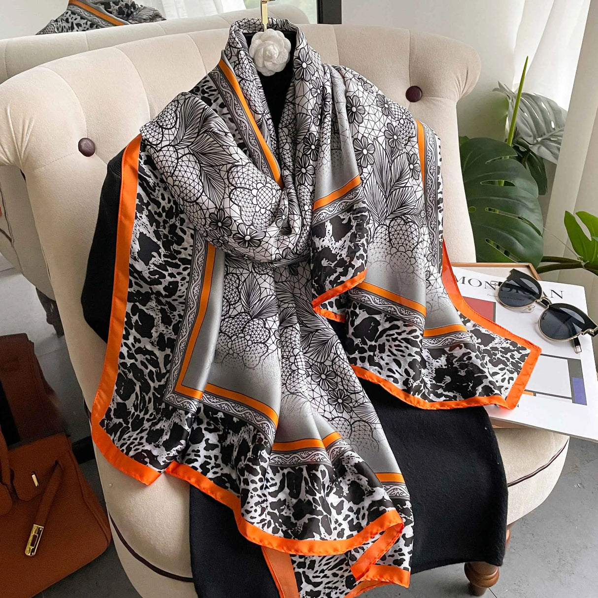 2023 Women 180*90cm Fashion Beautiful Soft Silk Scarves Female Lady Shawl Hijab Wrap Foulard Bandanna Muffler Beach Pareo