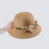 Simple Parent-child Summer New Women's Sun Hat Bucket cap beige lace Bowknot Flowers Ribbon Flat top Straw Hat Beach Caps Panama