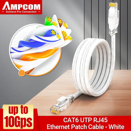 AMPCOM RJ45 Ethernet Cable, Cat6 Lan Cable (24AWG) UTP CAT 6 RJ 45 Network Cable Patch Cord for Desktop Computers Modem Router