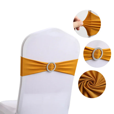 20 Pieces Polyester Spandex Chair Sashes Bands Stretch Chair Ties Bows with Buckle Slider for Wedding Banquet Party Decoration