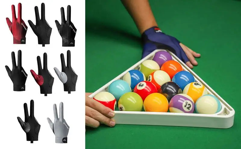 1pcs Polyester Spandex Snooker Billiard Cue Glove Pool Left Hand Open Three Finger Accessory 3 Fingers Pool Billiard Gloves