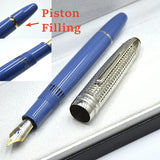 New Luxury Msk-149 Piston Filling Classic Fountain Pen MB 4810 Nib Black & Blue Resin Office Writing Ink Pens With Serial Number