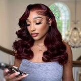 13x6 Body Wave 99j burgundy 13x4 Lace Front Human Hair 30 40 Inch Lace Frontal Wig Brazilian For Women