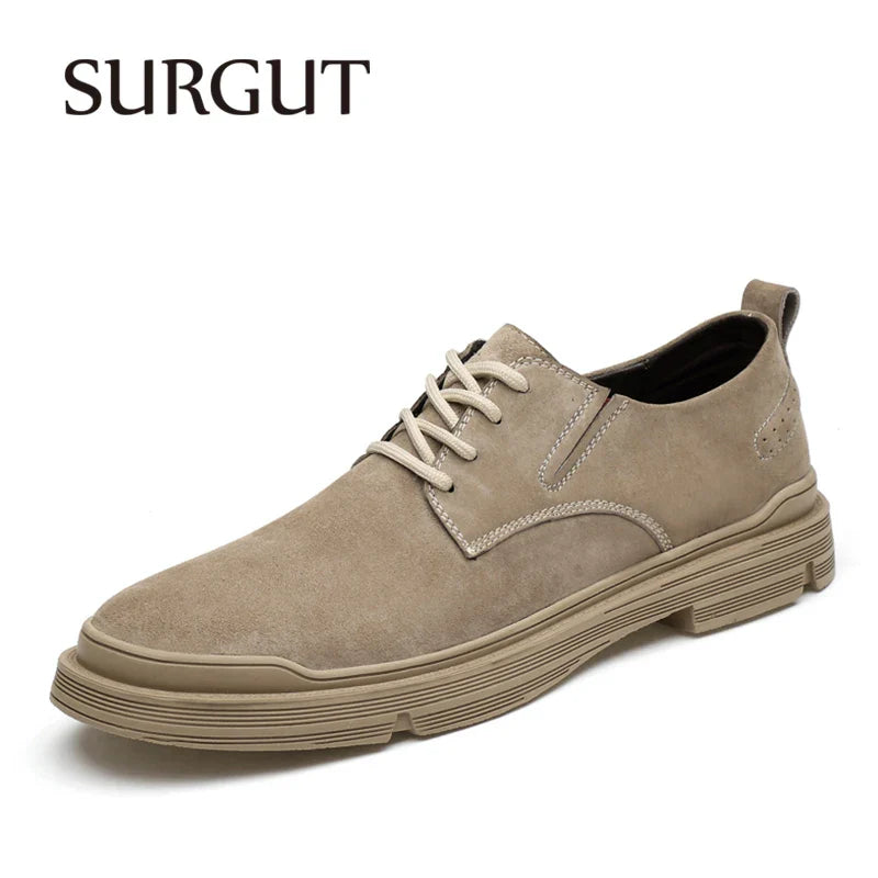 SURGUT Men's Comfortable Casual Work Men Shoe Brand Leather Shoe Top Quality Driving Moccasin Men Luxury Brand Flats Boat Shoes