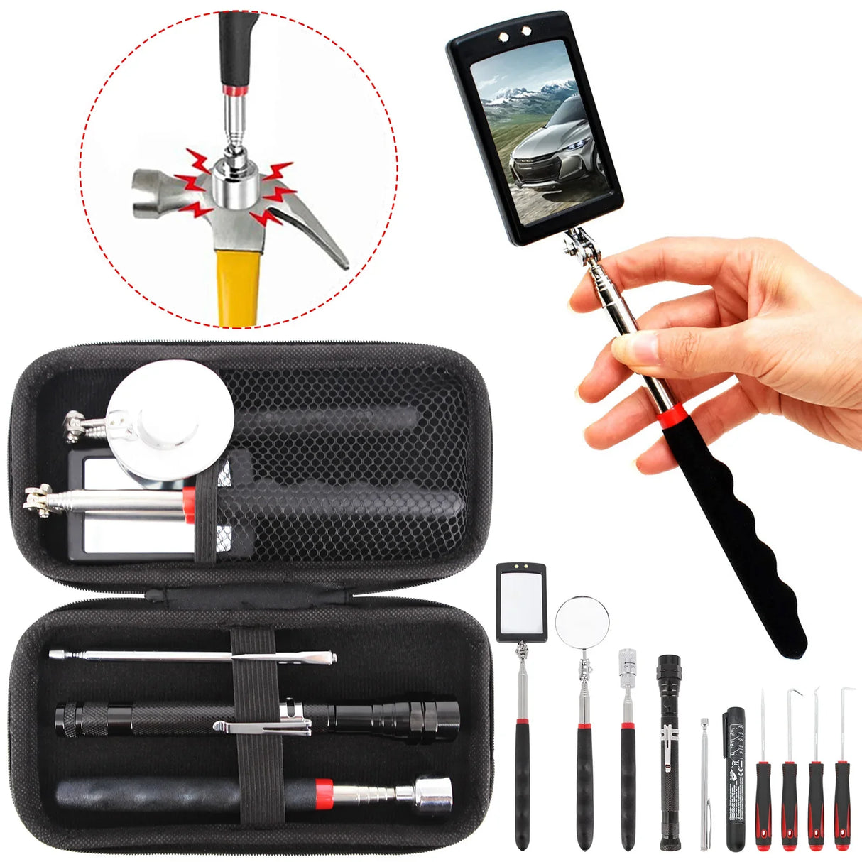 Portable Car Telescopic Detection Lens Inspection Mirror 360° Swivel  Car Angle View Pen For Auto Inspection Hand Repair Tools