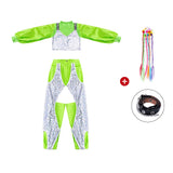 ZZL Fashion K-pop Stage Outfits for Girls Green Silver Sequin Costume Jazz Dance Hip-hop Clothes Catwalk Performance Wear