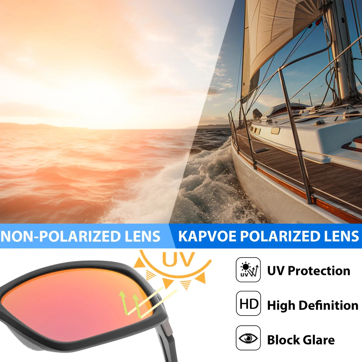 Kapvoe-Sports Polarized Sunglasses for Men Cycling Running Fishing UV400 Golf Sun Glasses Lightweight Outdoor Goggles 2024