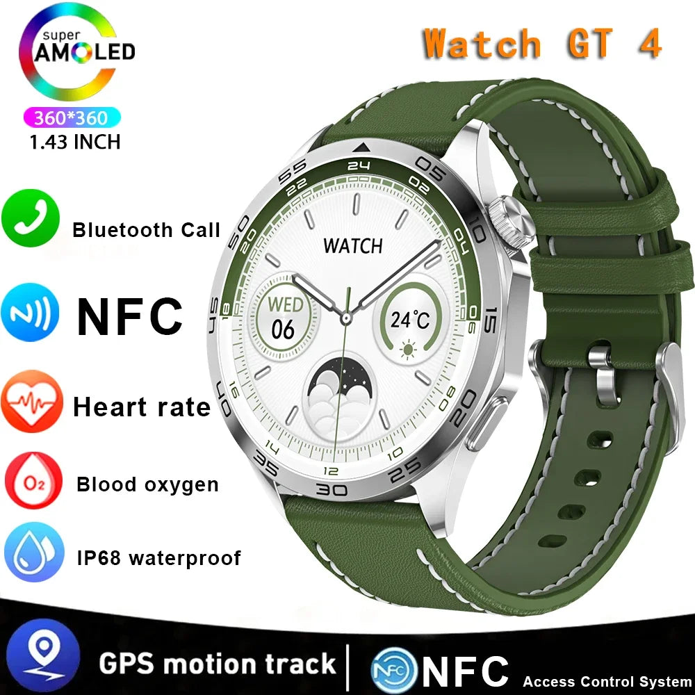 New WATCH GT 4 Smart Watch Men GPS Tracker 1.43 Inch AMOLED 466*466 Screen Always Display Bluetooth Call Smartwatch for Android