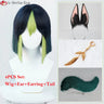 Tighnari Cosplay Wig Game  Sumeru Tighnari Short Heat Resistant Synthetic Hair Halloween Party Wigs Ear + Wig Cap