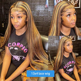 180 Density 30 Inch Highlight Honey Brown Curly Lace Front Human Hair Wig 13x4 Ombre Colored Straight Lace Frontal Wig For Woman