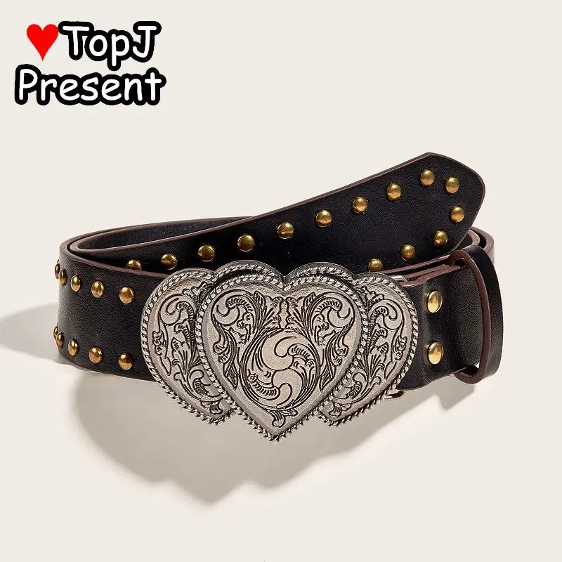 Women’s Men Punk Harajuku Y2K Girls Rivet Street Shaped Decoration Gothic Lolita New Trend American Personality Leather Belt