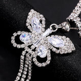 Shiny Rhinestone Butterfly Tassel Waist Chain Sexy Beach Navel Belly Piercing Body Chain Jewelry Accessories for Women