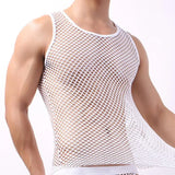 Fishnet Men Sexy Mesh Tank Tops Transparent Sleep Tops Male Underwear Pure Color Vest Sleeveless Tops Underwear Male Undershirt