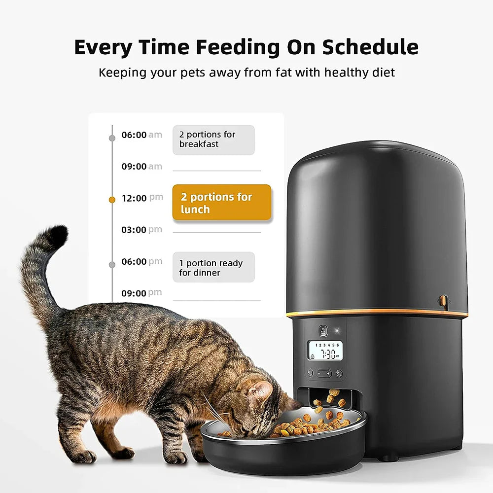 Automatic Cat Feeder Smart Pet Feeder, Timed Automatic Dog Feeder 1-6 Meal Control, Cat Feeder Cat Food Dispenser