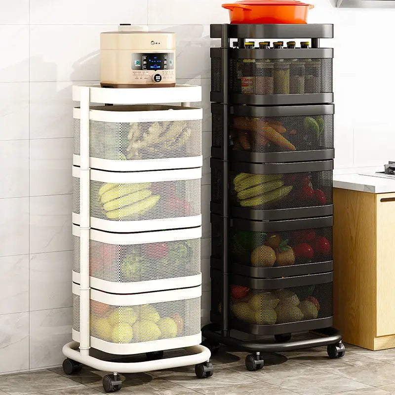 Kitchen 5 Tier Rolling Utility Cart Fruit Storage Basket Installation Free Serving Storage Cart Kitchen Islands & Trolleys