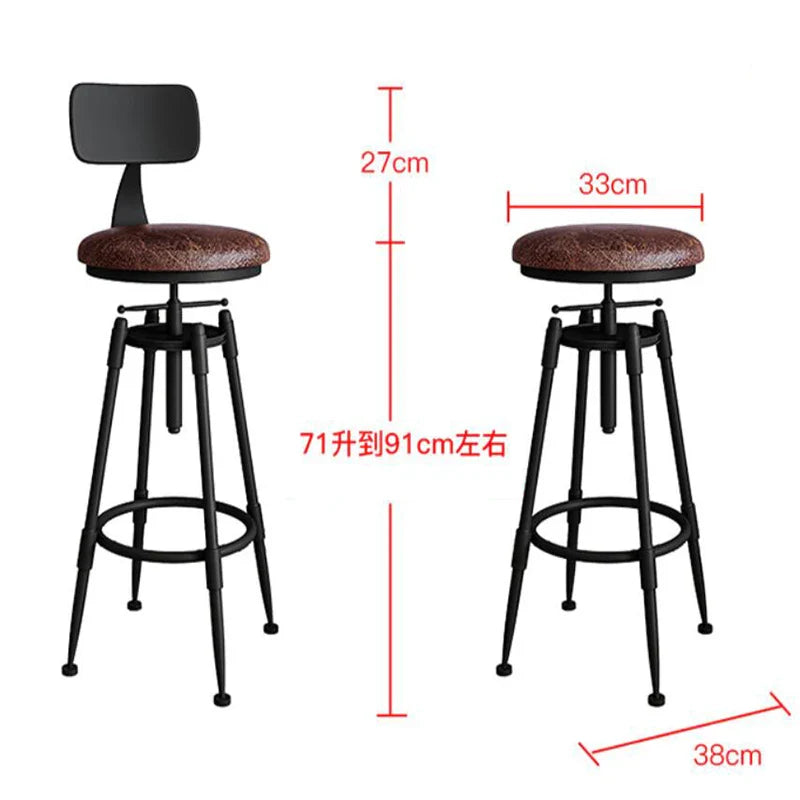 Bar Chair Bar Chair Swivel Lift Chair Solid Wood High Stool Wrought Iron Back Home Bar Stool Modern Minimalist