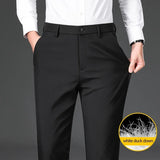 Winter Light and Warm Down Casual Pants High Quality Business Fashion Solid Color Straight Stretch Trousers Black Dark Gray