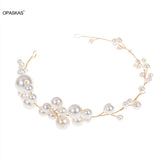 Bridal Sweet Headband Headpieces Banquet Pearls Headdress Simple Chain Hair Vine For Banquet Wedding Masquerade Hair Jewelry