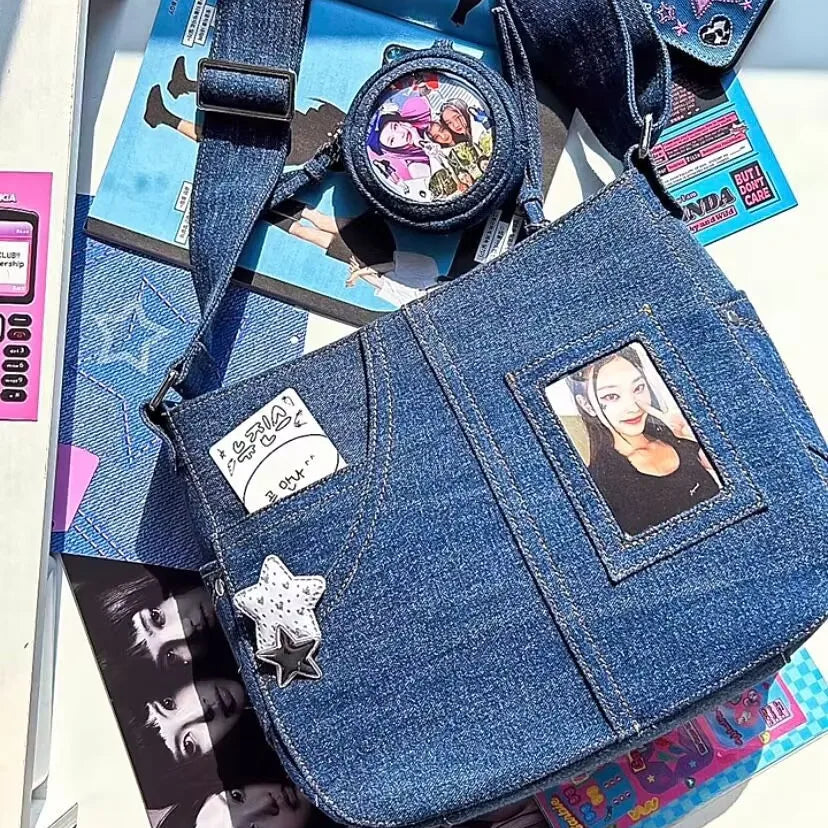 Richme Idol Card Women Ita Bags Fashion New Denim Subculture DIY Crossbody Shoulder Bags Harajuku Korean Style Bolso Mujer