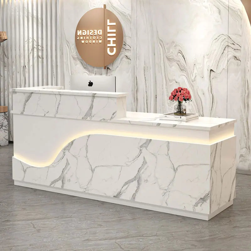 White Light Reception Desks Design Stylish Modern Luxury Reception Desks Office Front Mostrador Negocio Commercial Furniture