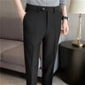 British Style Men High Waist Dress Pants 2023 Autumn Solid Color Casual Trousers Slim Fit Formal Suit Pants Fashion Men Clothing