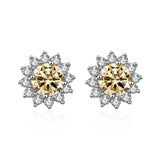 JoyceJelly 1 carat D Color Moissanite Diamond Earrings S925 Sterling Silver Jewelry For Women Sunflower Shaped Ear-studs Wedding