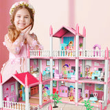 3D Cross-border Blockbuster Children's And Girls' Family Toys, Fantasy Princess Castle Villa Assembly Doll House Set Toys