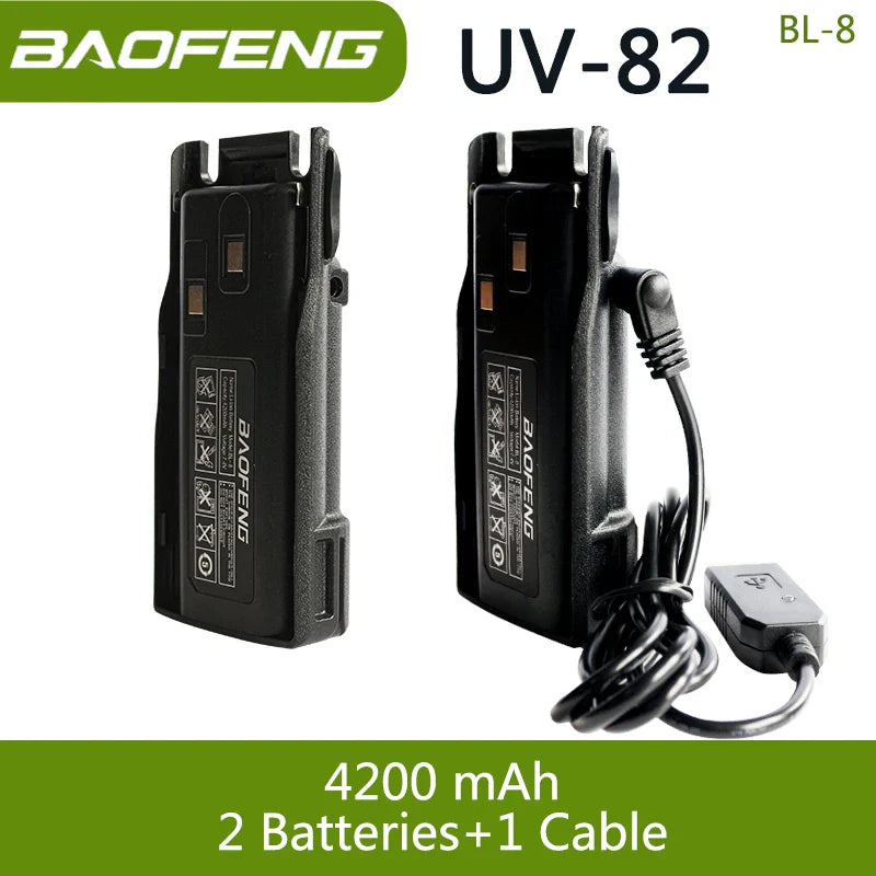 Baofeng UV 82 BL-8 Battery Walkie Talkie Ham Radio 2800/3800/4200 mAh Enlarge UV82 Plus UV-8D UV-82WX Original Radio Accessories