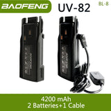 Baofeng UV 82 BL-8 Battery Walkie Talkie Ham Radio 2800/3800/4200 mAh Enlarge UV82 Plus UV-8D UV-82WX Original Radio Accessories