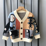 2023 Spring Autumn Fashion Jackets Children Cartoon Cardigan Knit Sweater Boys Clothes Kids Cute Baby Coats Outerwear Clothing