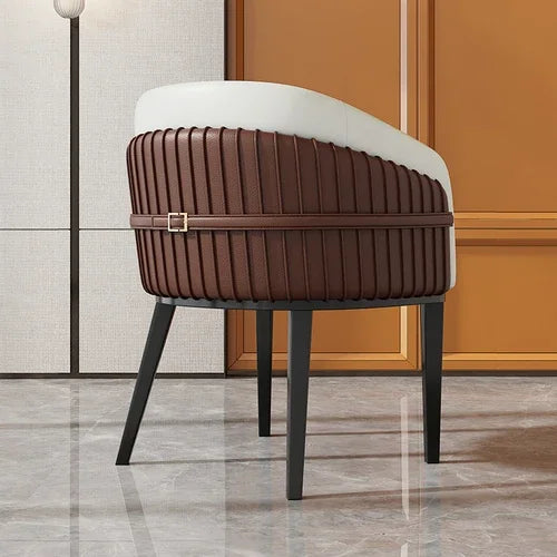 Italian Luxury Dining Chairs Leather Unique  Hotel Terrace Single Chair Minimalist Armrests Fauteuil Salon Living Room Furniture