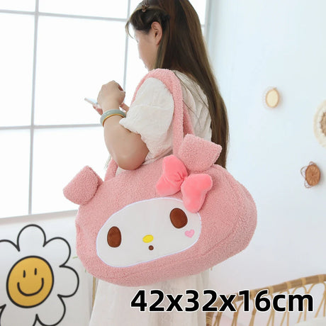 Sanrio Cute My Melody Shoulder Bag Japanese Kuromi Lovely Plush Bag Lolita Messenger Bag for Girl Travelling Bag Birthday Gifts