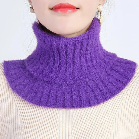 Thickened Imitation Mink Cashmere Bib Women's Fall/Winter Warm Neck Guard Decoration Elastic Ruffled Fake Collar Wool Scarf  F77