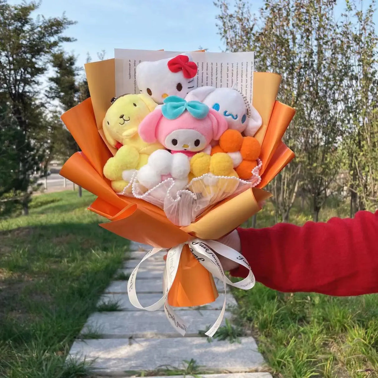 Christmas Gifts Cartoon Sanrio Plush Bouquet My Melody Kuromi Cinnamoroll Kt Cat Plush Doll Toy  Valentine Graduation Gifts